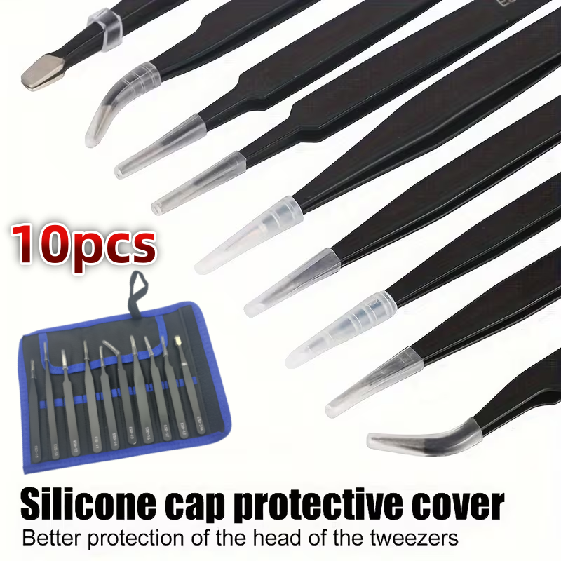 Diy Elektronik - 10Pcs ESD Anti‑Static Tweezers Set Stainless