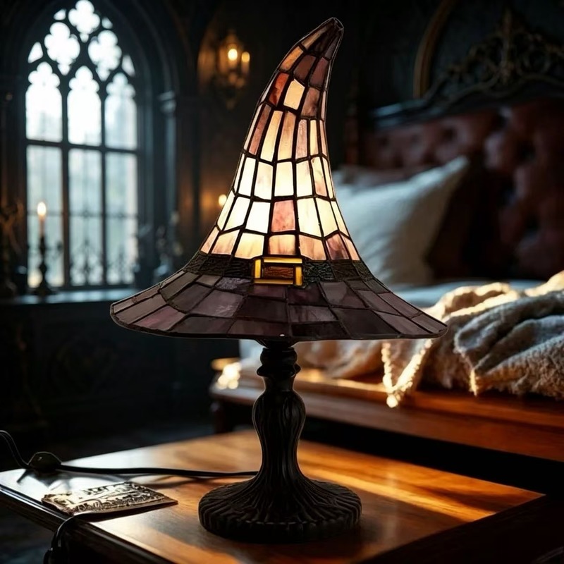 Stained Witch Hat Table Lamp H - огляд і ціна Diy Halloween Electronics